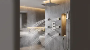 Multi-jet body spray shower system with multiple wall-mounted water outlets