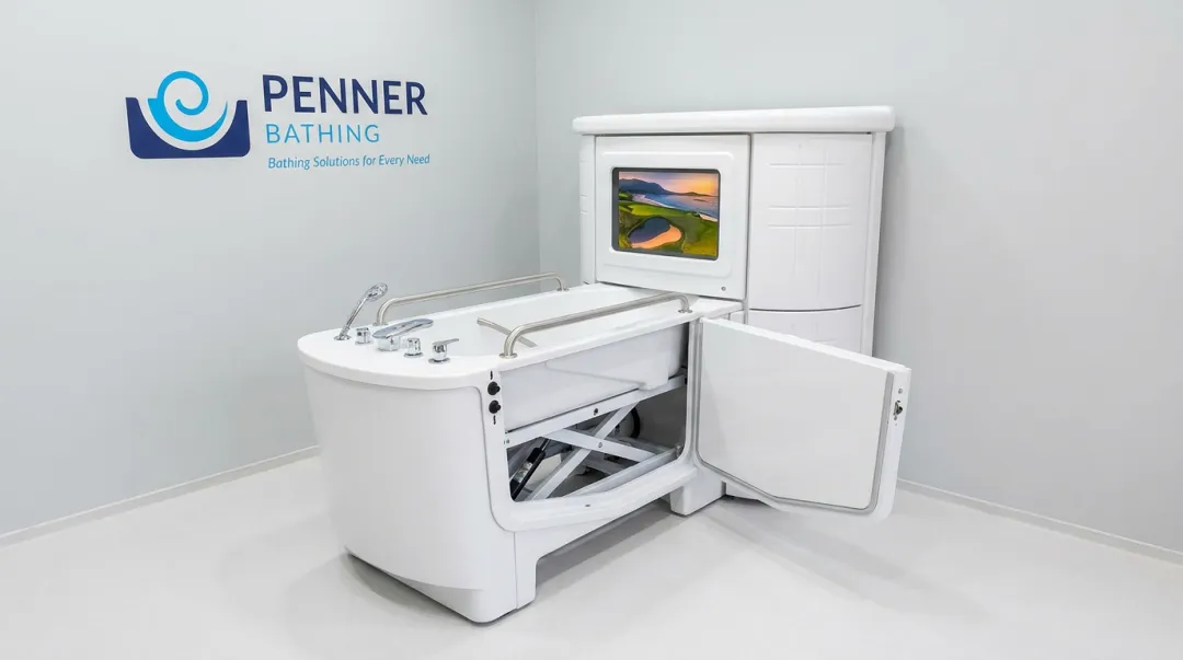Height-adjustable therapeutic bathing system designed for safe assisted patient transfers