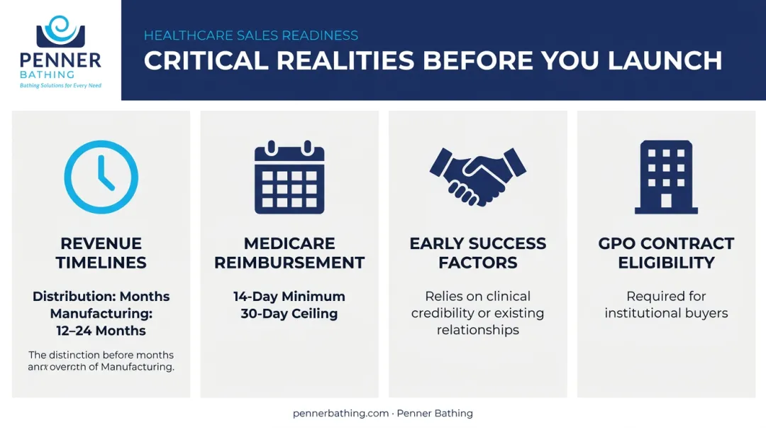 Four critical realities checklist for starting a medical equipment business infographic