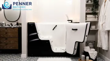 Dream Spa walk-in bath showing heated seat handheld shower and jet system features