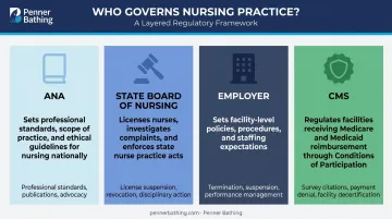 Four-layer nursing standards enforcement authority comparison chart ANA to CMS