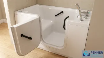 Penner Dream Spa walk-in tub with wide swing-out door and interior safety features