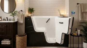Dream Spa Walk-In Bath showing swing-out door handheld shower wand and heated seat
