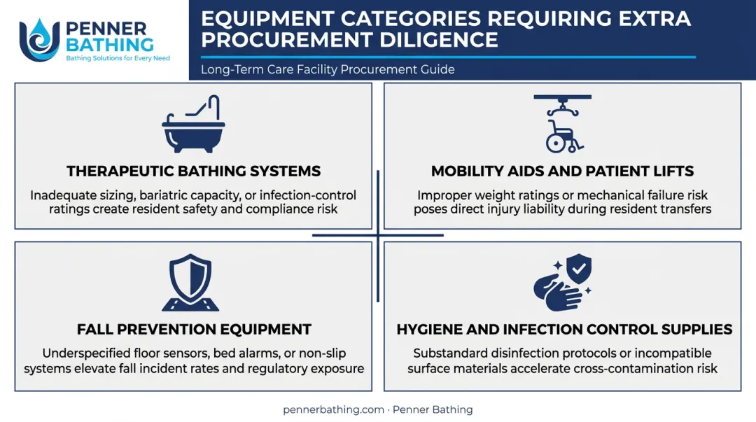 Four high-stakes LTC equipment categories requiring specialized procurement diligence