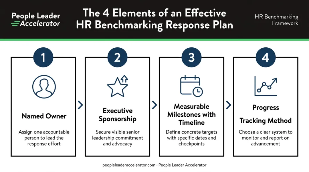 HR benchmarking response plan four required elements process checklist infographic