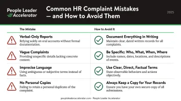 Four common HR complaint mistakes to avoid with corrective guidance icons