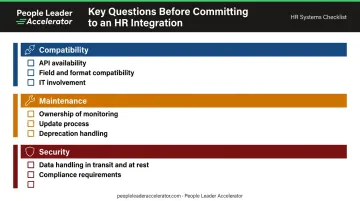 HR integration vendor evaluation checklist covering APIs security and maintenance questions