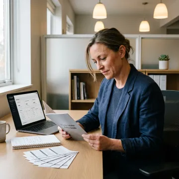 HR leader reviewing policy guide