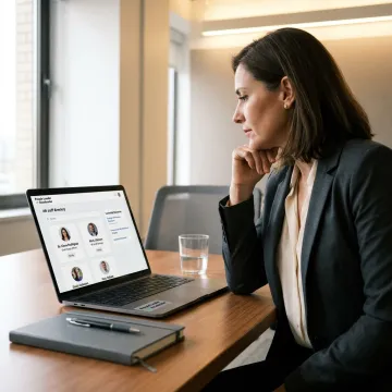 HR staff directory and contact information on laptop