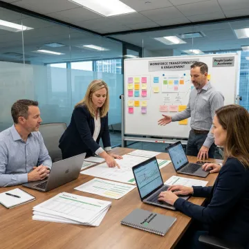 HR leaders collaborating on workstream strategy