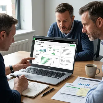 HR team reviewing Smartsheet dashboard