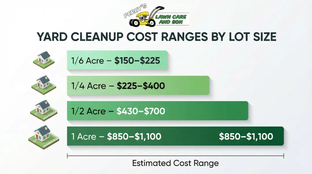 Yard cleanup cost by lot size comparison chart for Buffalo homeowners