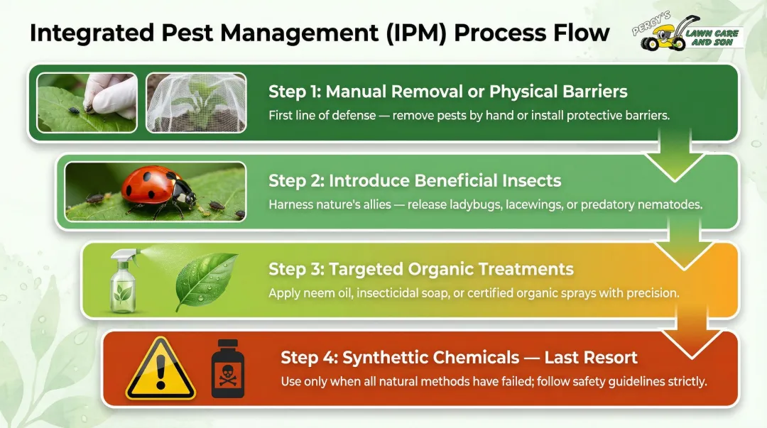 Four-step Integrated Pest Management IPM response sequence process flow
