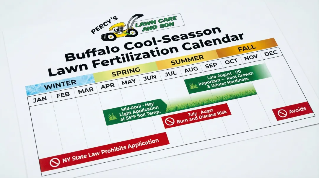 Buffalo lawn fertilization seasonal timing calendar with four application windows