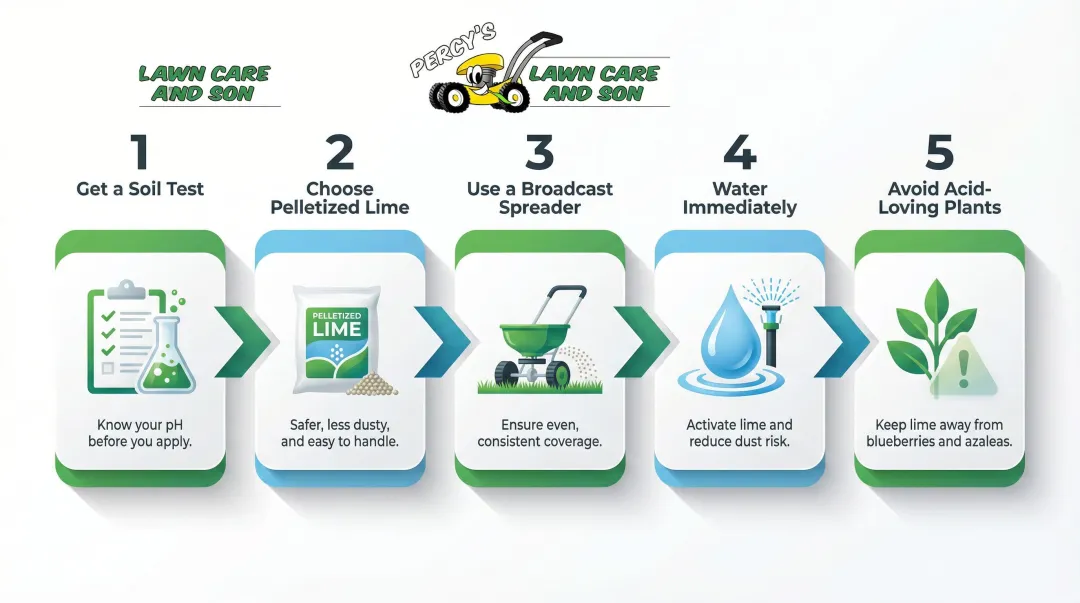 5-step lawn lime application process from soil testing to watering