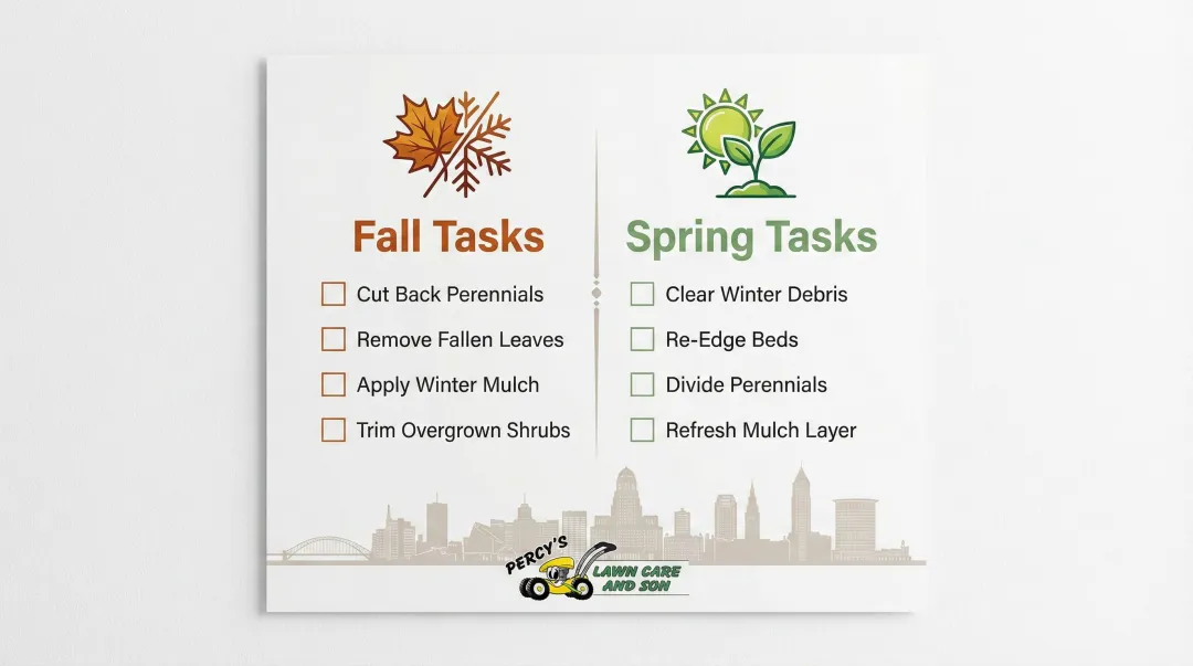 Buffalo front yard seasonal maintenance checklist fall and spring tasks infographic