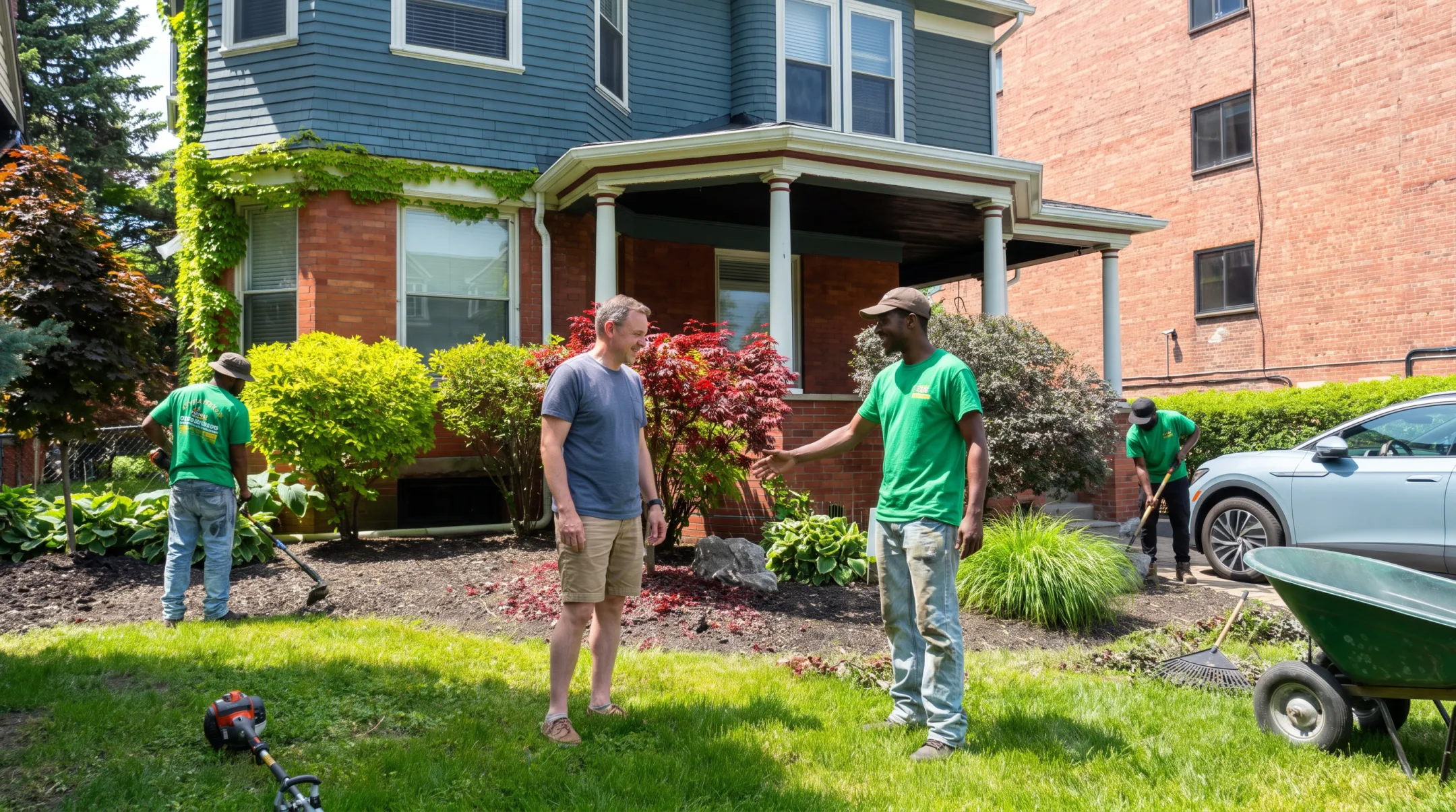 Buffalo landscaping team preparing an itemized property estimate