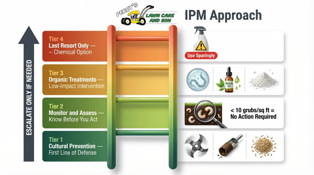 Integrated Pest Management IPM decision ladder from prevention to organic treatment