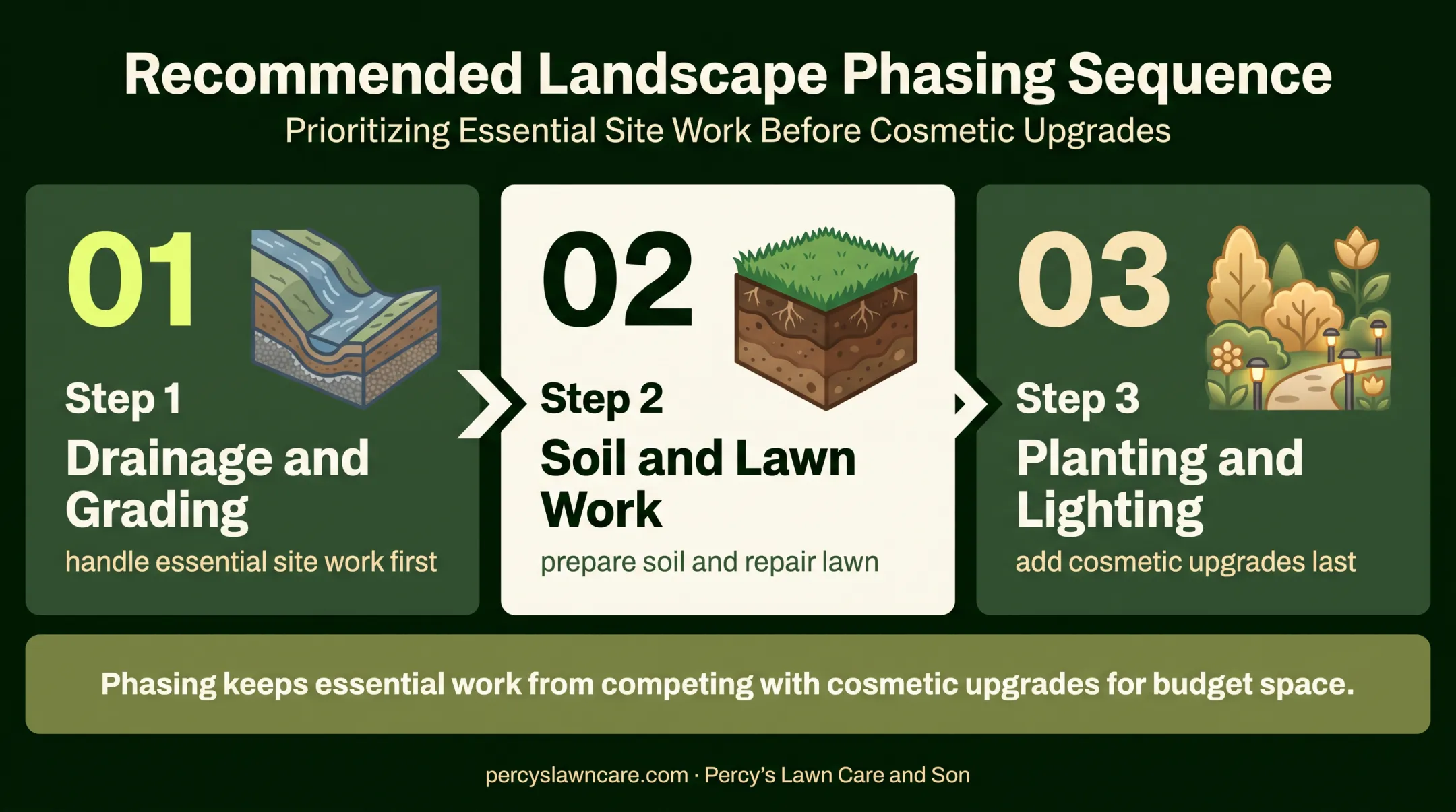 Three-phase front yard landscaping budget planning process