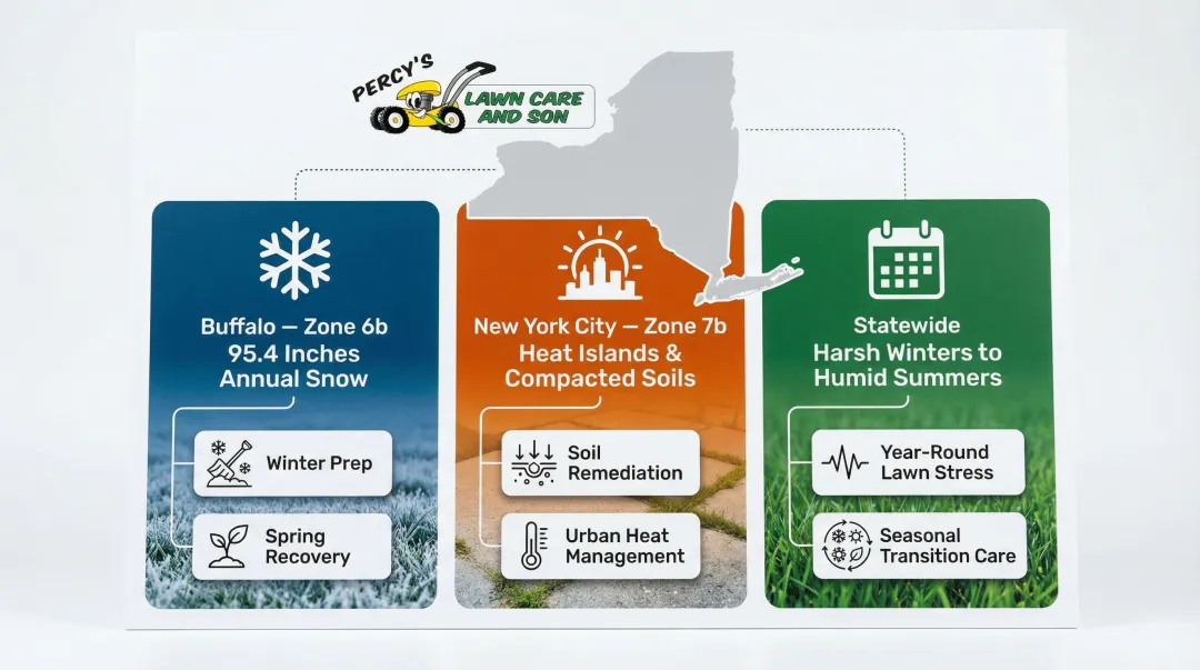 New York landscaping climate zones map comparing Buffalo NYC and statewide conditions