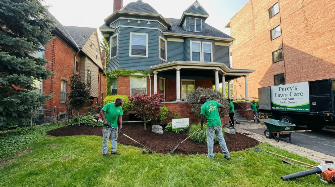 Percy's Lawn Care team providing residential landscaping service in Buffalo New York
