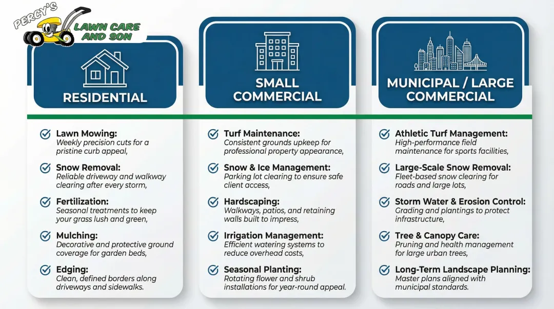 Buffalo landscaping service types comparison residential commercial municipal providers
