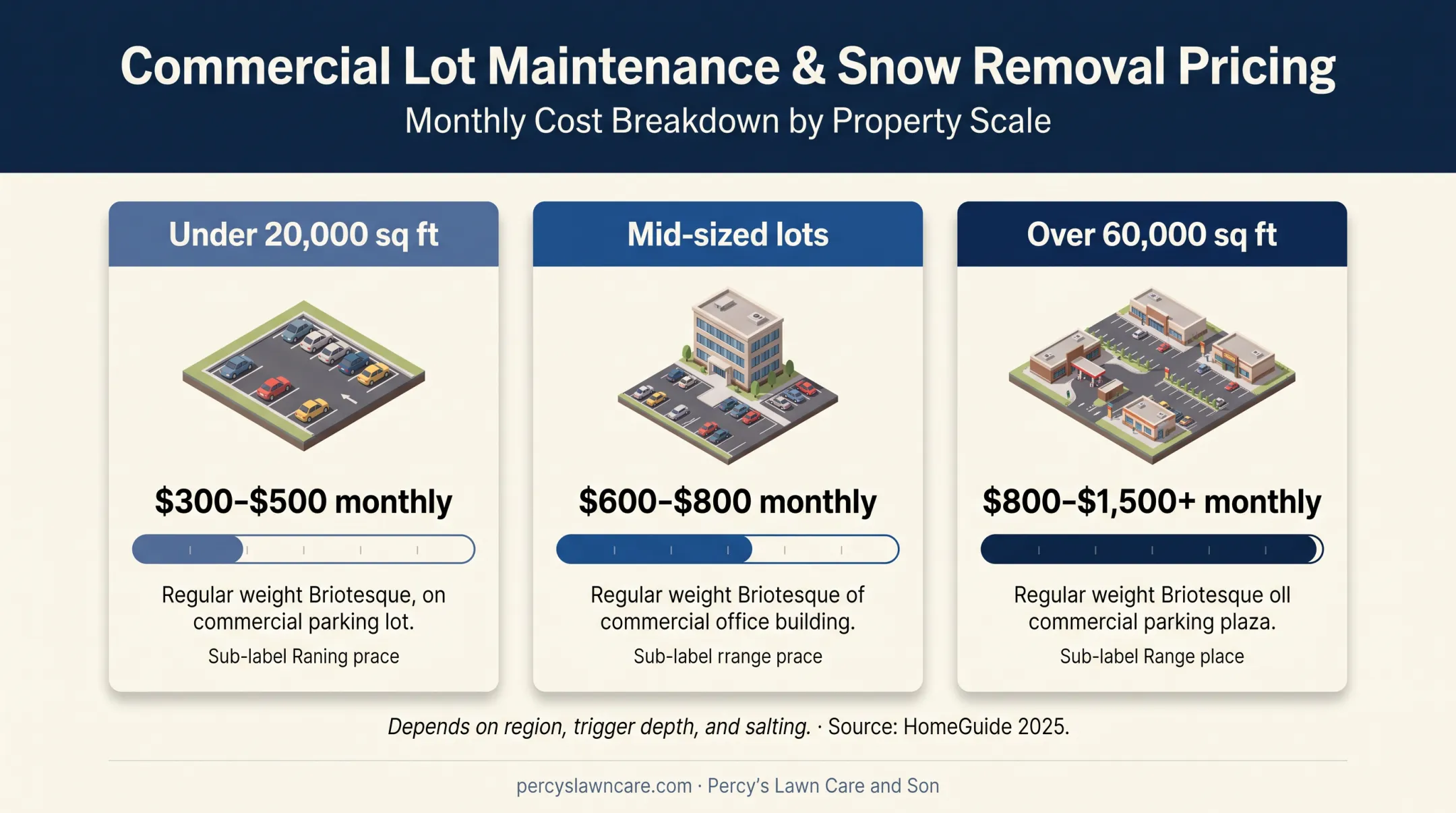 Commercial snow removal seasonal contract price ranges by lot size