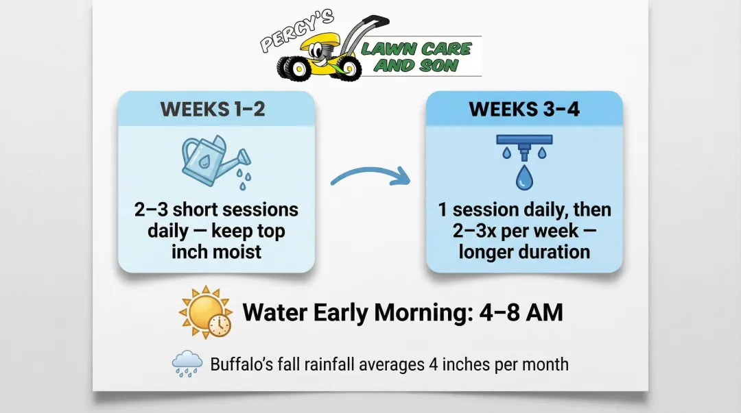 Two-phase post-aeration watering schedule from daily light sessions to deep weekly irrigation