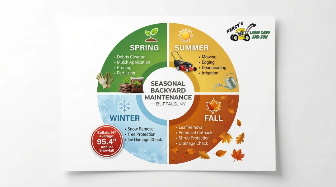 Four-season Buffalo backyard maintenance checklist spring summer fall winter tasks