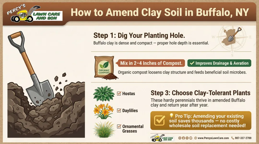 Buffalo clay soil amendment steps for better plant drainage and root health