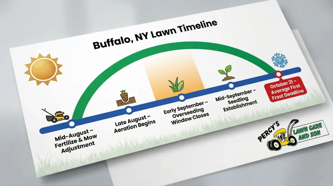Buffalo lawn late summer care six-week recovery timeline before first frost