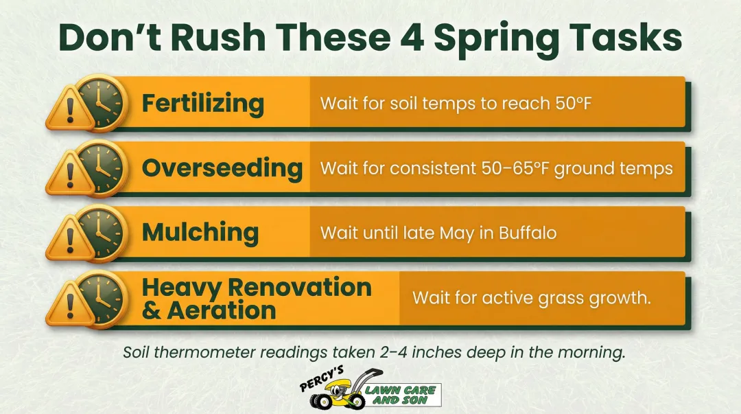 Four spring lawn tasks to delay until soil reaches 50 degrees Fahrenheit