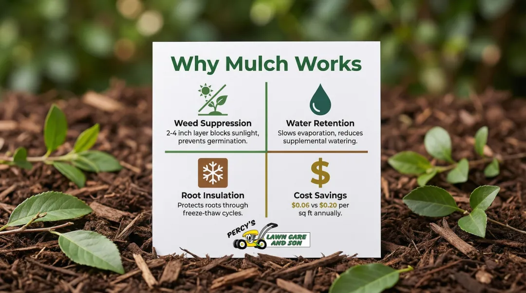 Four key benefits of mulched garden beds reducing lawn maintenance effort
