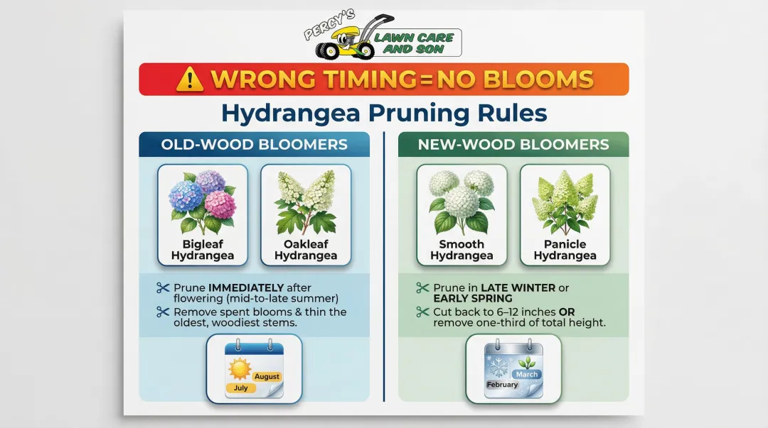 Hydrangea pruning timing guide by species old wood versus new wood bloomers