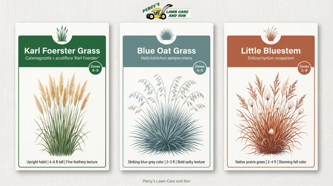 Zone 6 hardy ornamental grasses comparison chart for Buffalo cold climate landscaping
