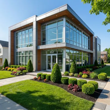Landscaped commercial property with clean edges and lush green lawn in Buffalo