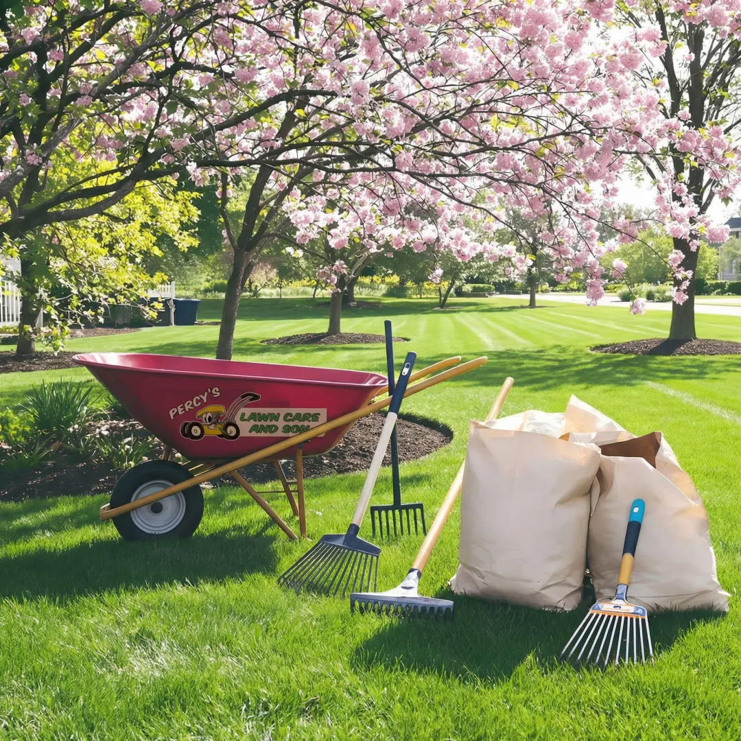 Healthy green lawn after professional spring cleanup and fertilization in Buffalo