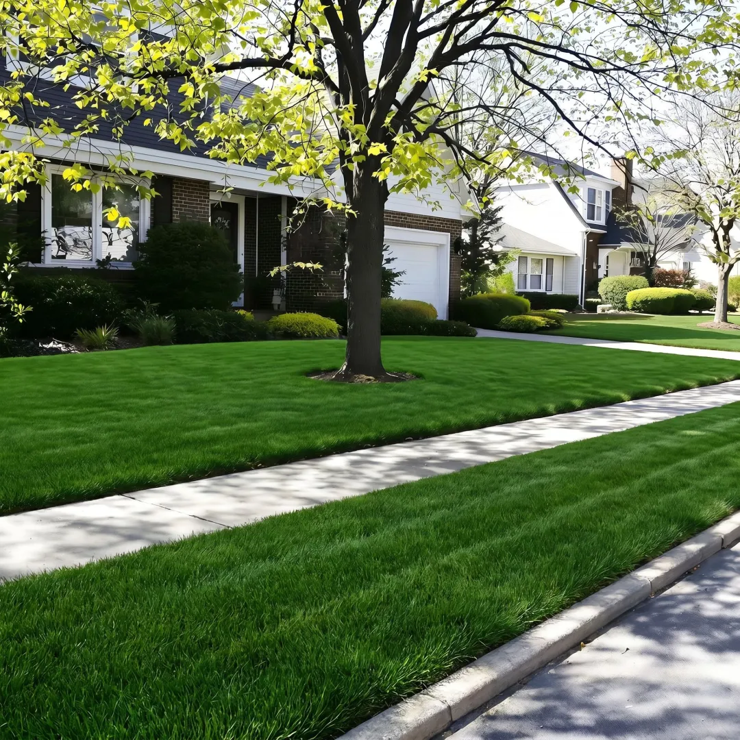 Healthy lawn after soil improvement service