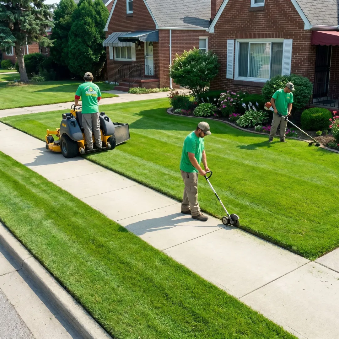 Freshly maintained lawn outside a residential property