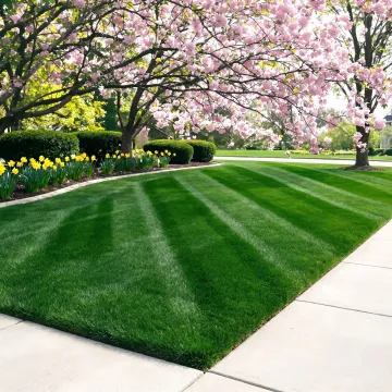 Freshly cut lawn with clean edging and trimmed borders