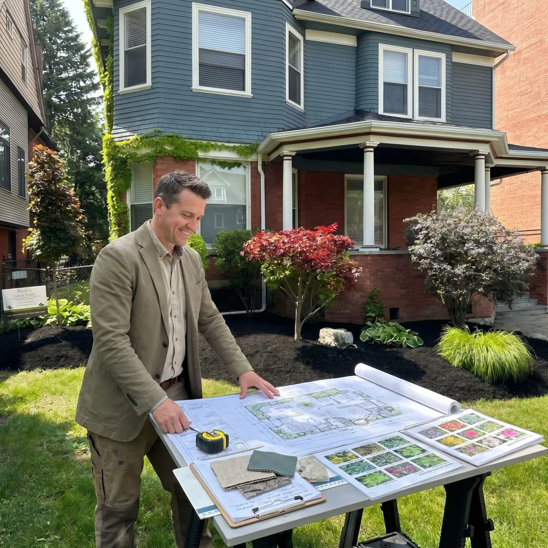 Landscape designer planning a residential yard layout