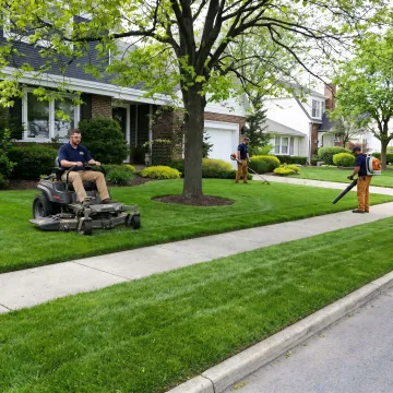 Freshly mowed lawn at a Buffalo property