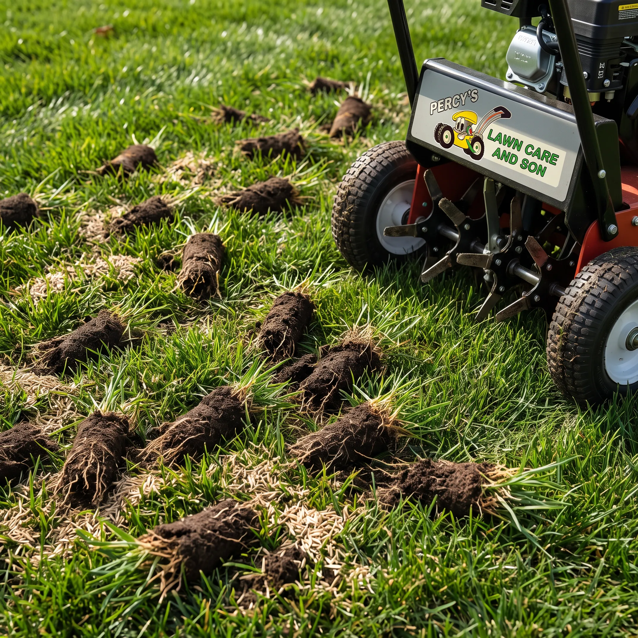 Aerated lawn showing improved soil access and thicker grass growth