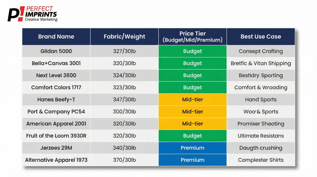Top 10 screen printing t-shirt brands compared by fabric weight price and use case