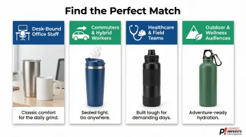 Corporate drinkware audience lifestyle matching guide for four recipient types