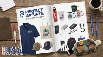 Perfect Imprints product catalog showing custom nonprofit branded merchandise options