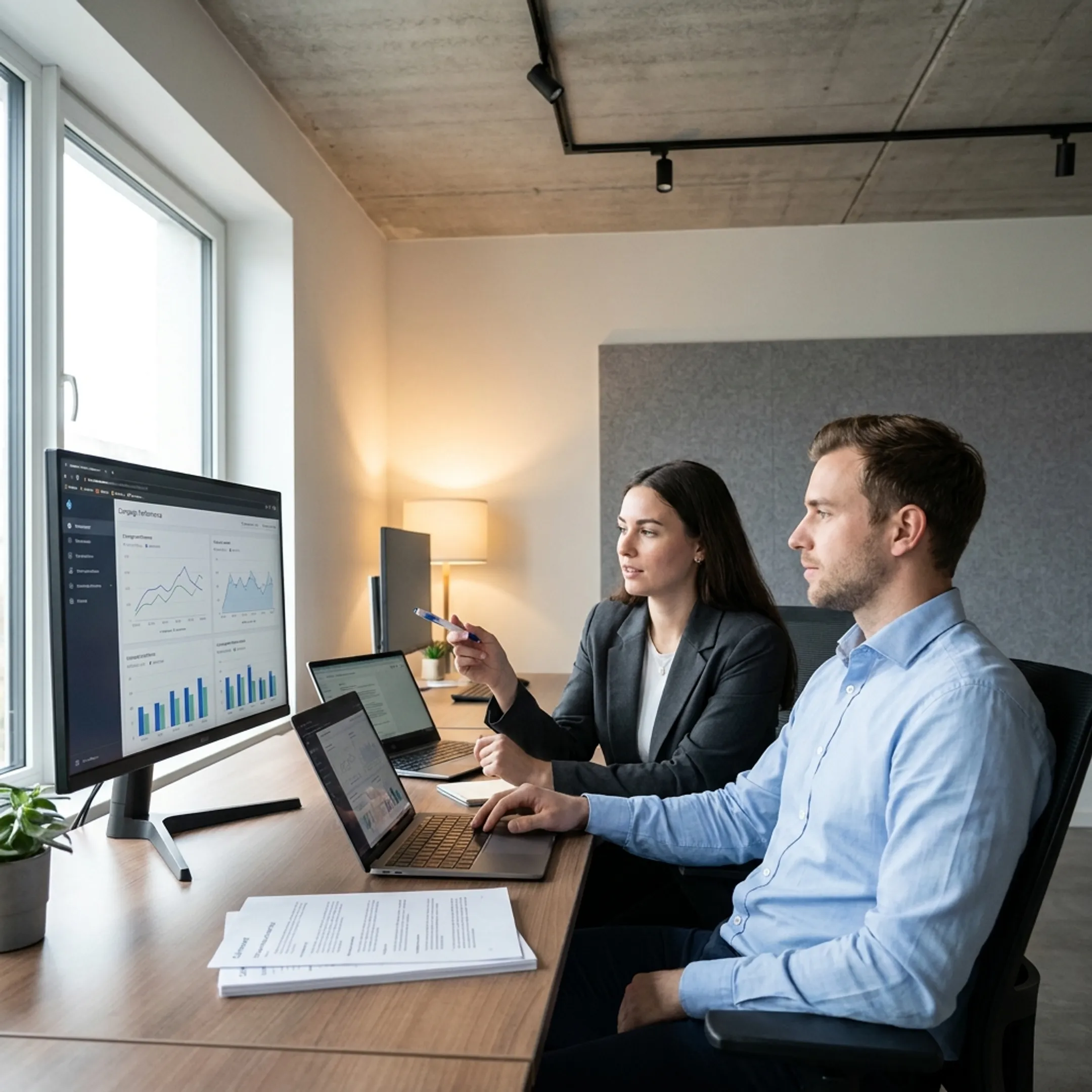 Marketing team reviewing a multi-channel lead generation campaign