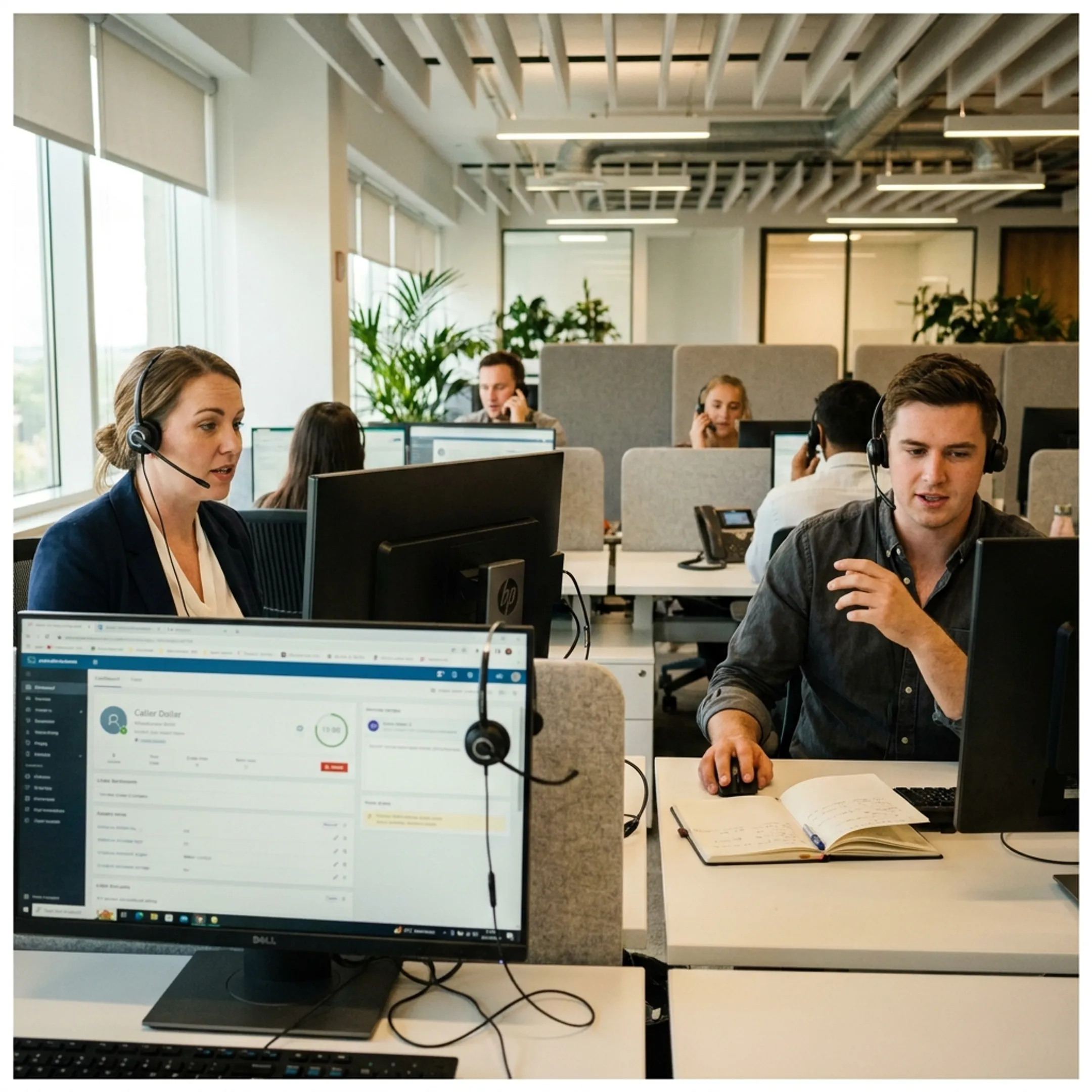 Inbound call center team connecting qualified callers with an advertiser’s sales team