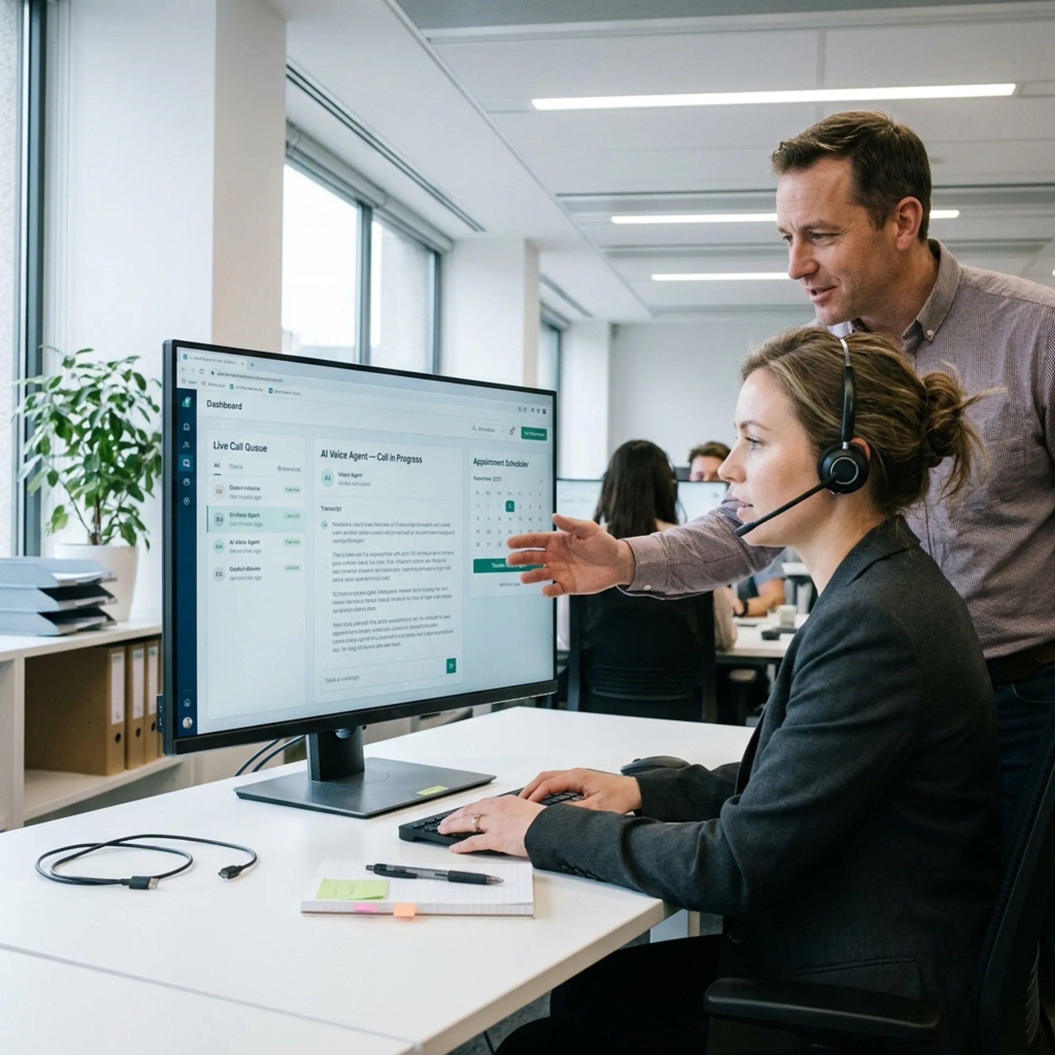 AI voice agent and call center system qualifying an inbound sales lead