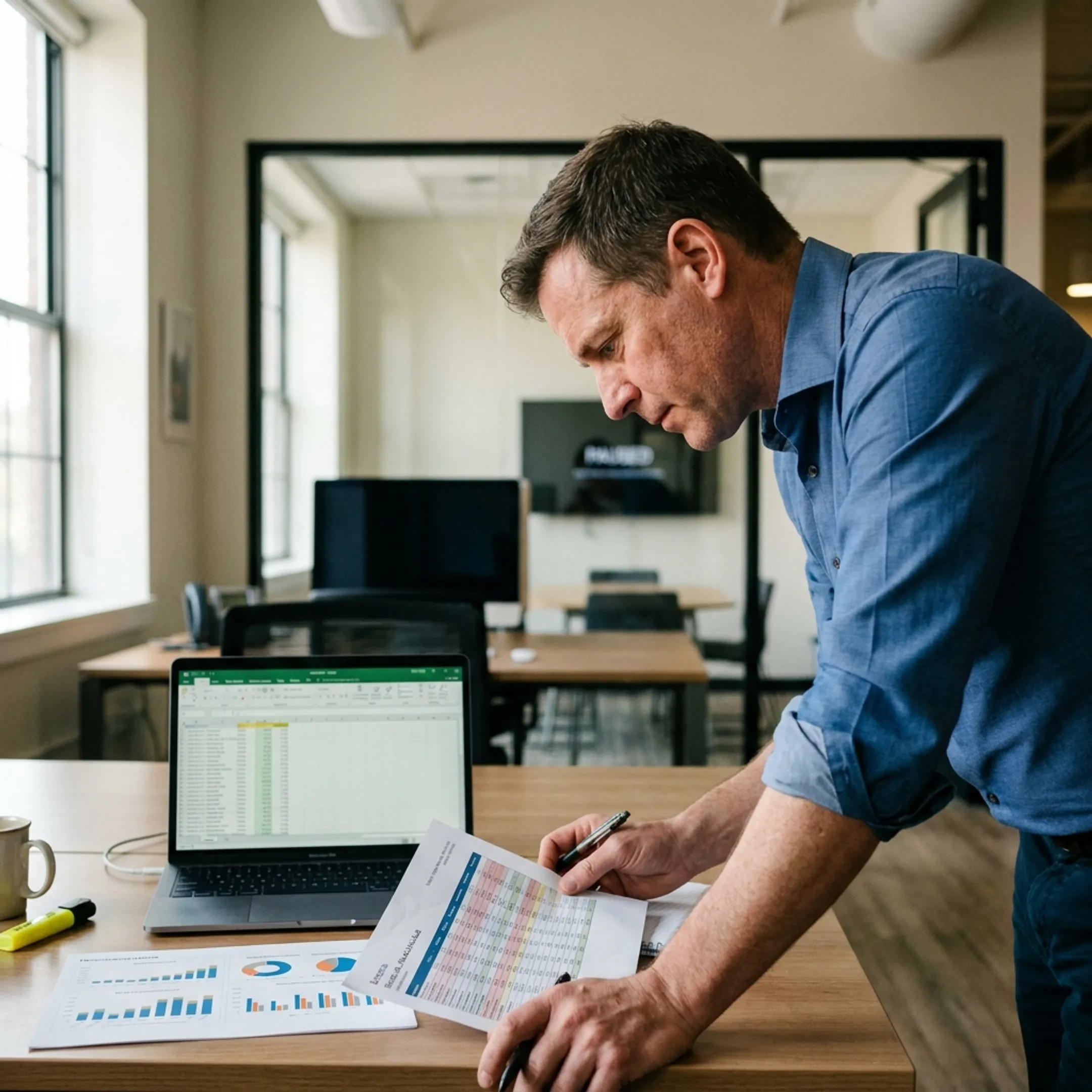 Strategist planning a television advertising campaign with lead generation data